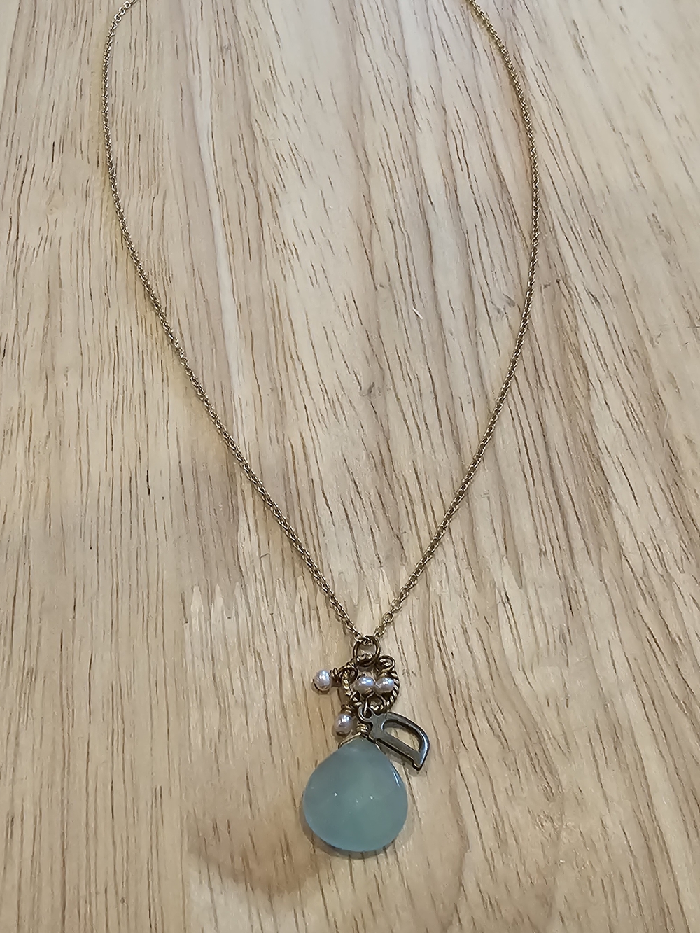 Diane Yang Gold-Tone Pearl & Blue Pendant Necklace
